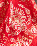 Red Banarasi Saree with gold and silver weaving