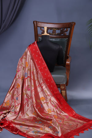 A beautiful Paithani inspired Georgette saree - Red
