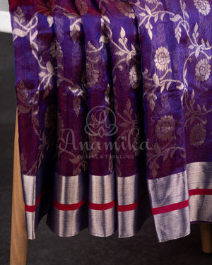 Purple Chanderi Silk saree with all over jaal weaving