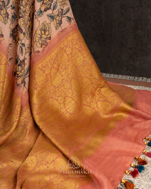Digital Kalamkari Handloom Tussar with Kanchi Border