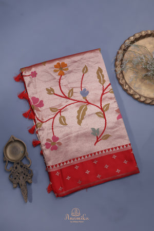 A beautiful Paithani inspired Georgette saree - Red