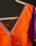 Venkatagiri Pattu saree in bright orange