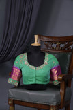 Ponduru Jamdaani in aqua green shade