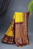 Gadwal Pattu saree in yellow and brown
