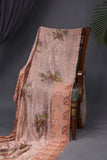 Crushed tissue saree in peach with beautiful cutwork border