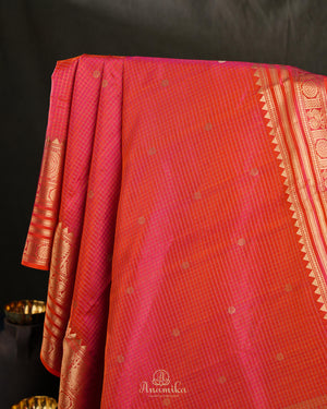 Kanchi soft silk saree in peach pink