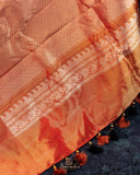 Black Gadwal saree with tissue border and pallu