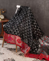 Banarasi Kora saree in beautiful black and red combo