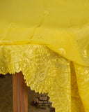 Lovely yellow Georgette saree with beautiful scalloped Chikankari border