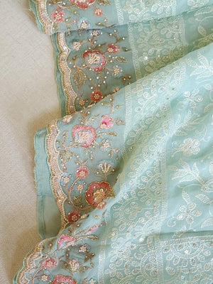 Chikankari georgette saree in blue