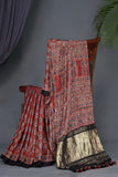 Ajrak on modal silk with complete handwork