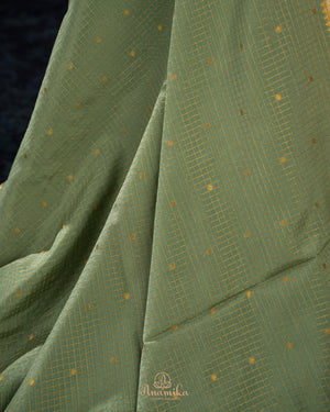 Pure mysore crepe silk saree in a beautiful shade of green and off white