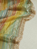 Multi colored striped sequins Georgette saree