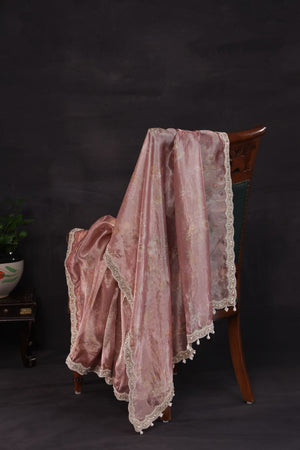 Onion pink organza tissue saree