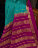Mysore crepe silk saree in a lovely color combo of teal and magenta