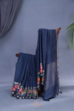 Soft Tussar with a contemporary elegance- Navy Blue