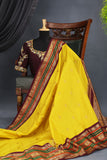 Gadwal Pattu saree in yellow and brown