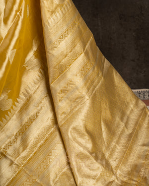 Stunning yellow Kanjeevaram Tissue saree