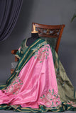 Timeless Gadwal saree with floral appliqué work