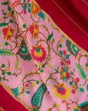 Mysore crepe silk saree in a lovely color combo of peach and crimson red