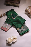 Regal chanderi pattu in a stunning emerald green color