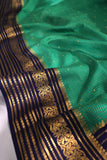 Gorgeous Mysore Silk Saree in green with  a contrast blue border