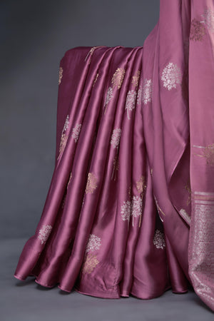 Mashru crepe silk saree in pink