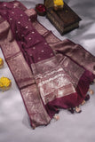 Kanchi soft silk saree in a lovely shade of dark magenta purple