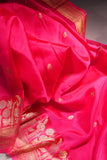 Raw Mango saree in pink paired with a contrast off white blouse