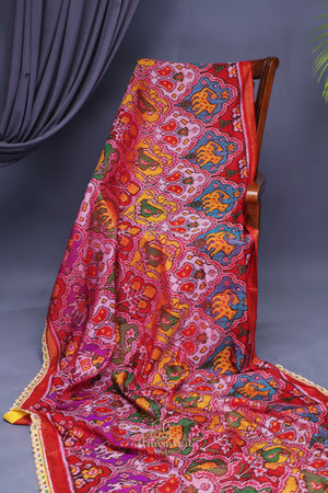 Patan Patola saree with intricately designed maggam work border