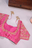 A stunning tissue kanjeevaram in a lovely shade of pink