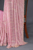 Blush Pink Satin Georgette Cocktail saree