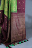 Regal Wine-Maroon & Emerald Green Kanjeevaram Silk Saree