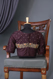 Kanjeevaram Saree in Plum with burnt orange combo