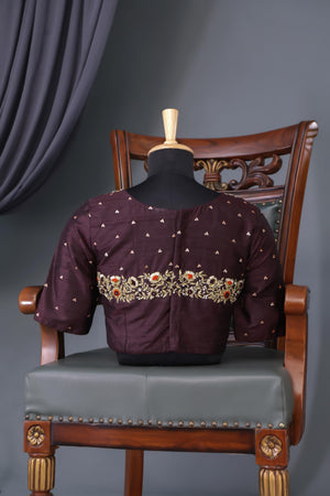 Kanjeevaram Saree in Plum with burnt orange combo
