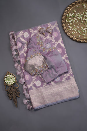 Beautiful Banarasi Silk Saree in a unique shade of lavender