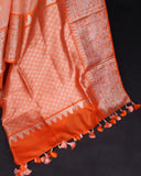 Beautiful peach and orange Venkatagiri pattu saree