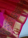 Kanjeevaram in a beautiful shade of majenta with a woven paithani styled border