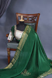 Mysore crepe silk saree in a beautiful shade of emerald green