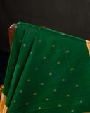Kanchi soft silk saree in an evergreen green and light orange combo