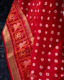 A beautiful red saree - Bandini Crepe with Patola