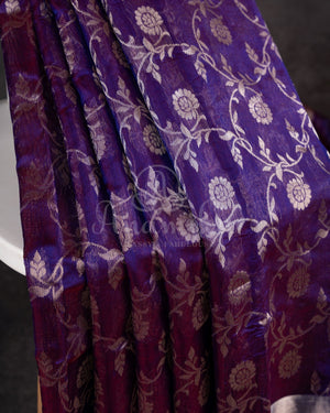 Purple Chanderi Silk saree with all over jaal weaving