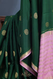 Mysore crepe silk saree in a beautiful shade of emerald green