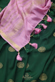 Mysore crepe silk saree in a beautiful shade of emerald green