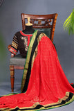 Mysore Silk saree in a stunning shade of red and black