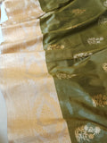 Banarasi tissue saree in a lovely sage green and ivory combo