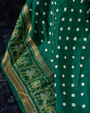 A beautiful green saree - Bandini Crepe with Patola