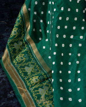 A beautiful green saree - Bandini Crepe with Patola