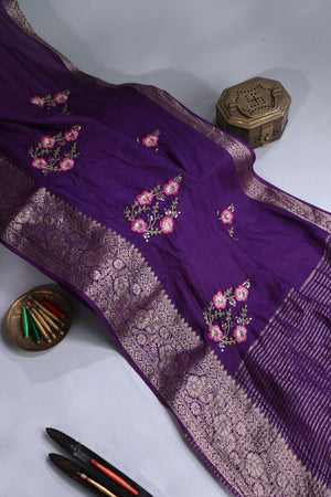 Soft Silk Saree in purple at a budget friendly price