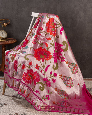 Paithani Tusser Georgette in a new shade of purplish pink